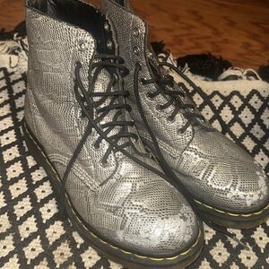 Dr. Martens Gray Snake Print Boots